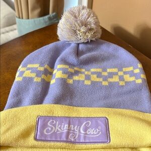 SKINNY COW  Lavender and Yellow Pom-Pom Beanie